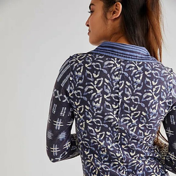 Free People We The Free Shibori Dreams Tee Cotton Printed Blouse Top S - Picture 3 of 8